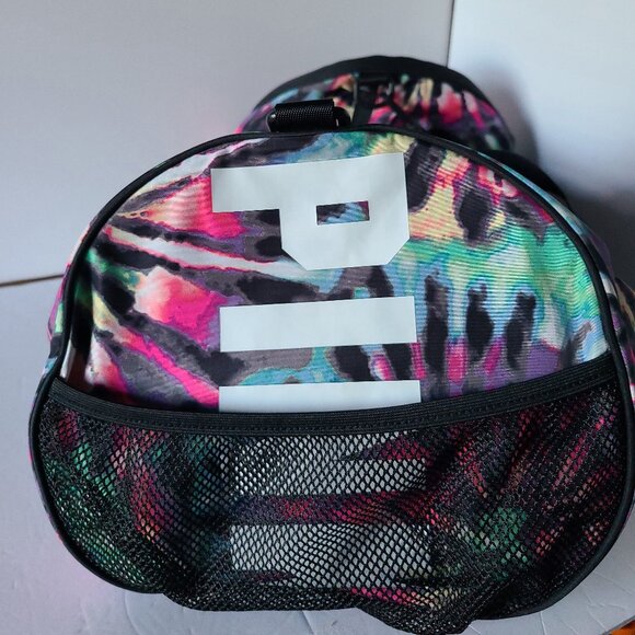 VICTORIA'S SECRET PINK - BLACK TIE DYE- RAINBOW DUFFLE BAG /GYM/ TRAVEL NWOT - Picture 5 of 11